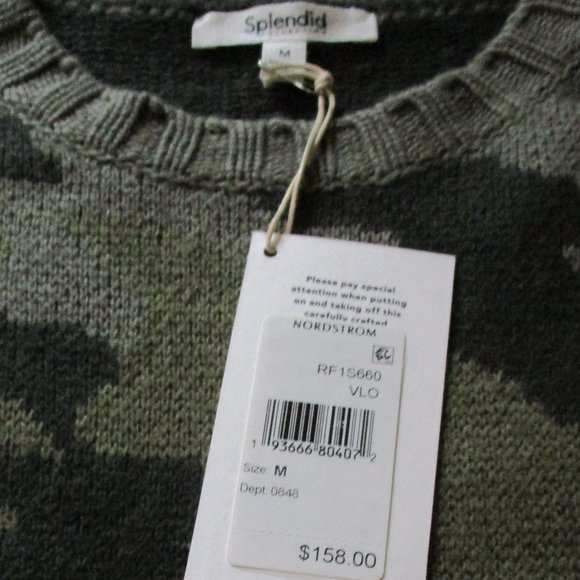 Splendid Crew Neck Sweater Cashmere Kissed Multicolor XS Ribbed Knit Trim NWT - Picture 4 of 5